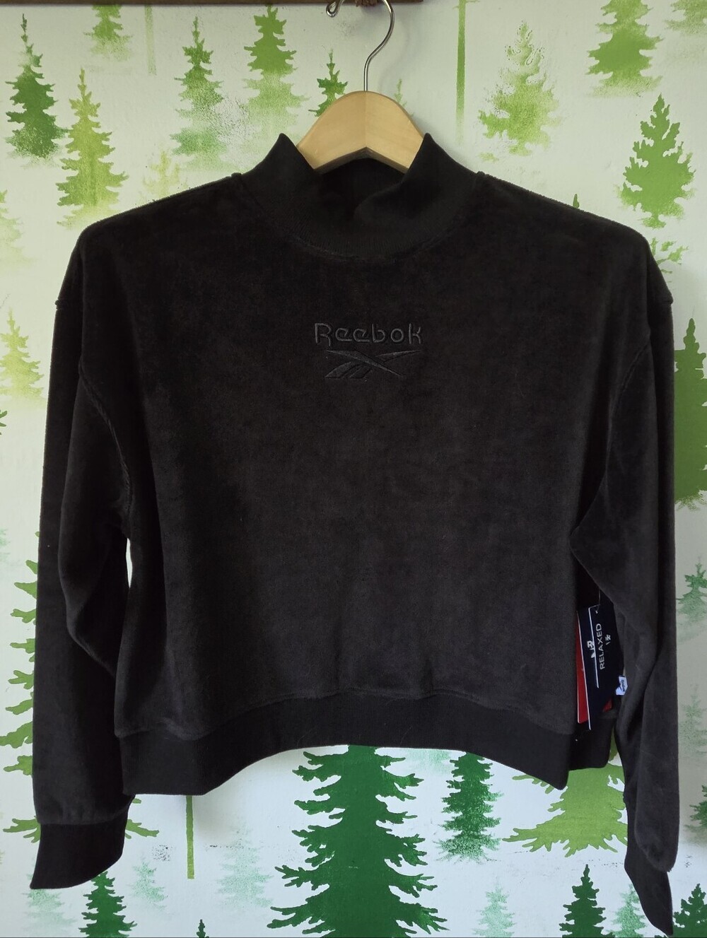 Reebok Women's Long Sleeve Velour Mock Neck Top